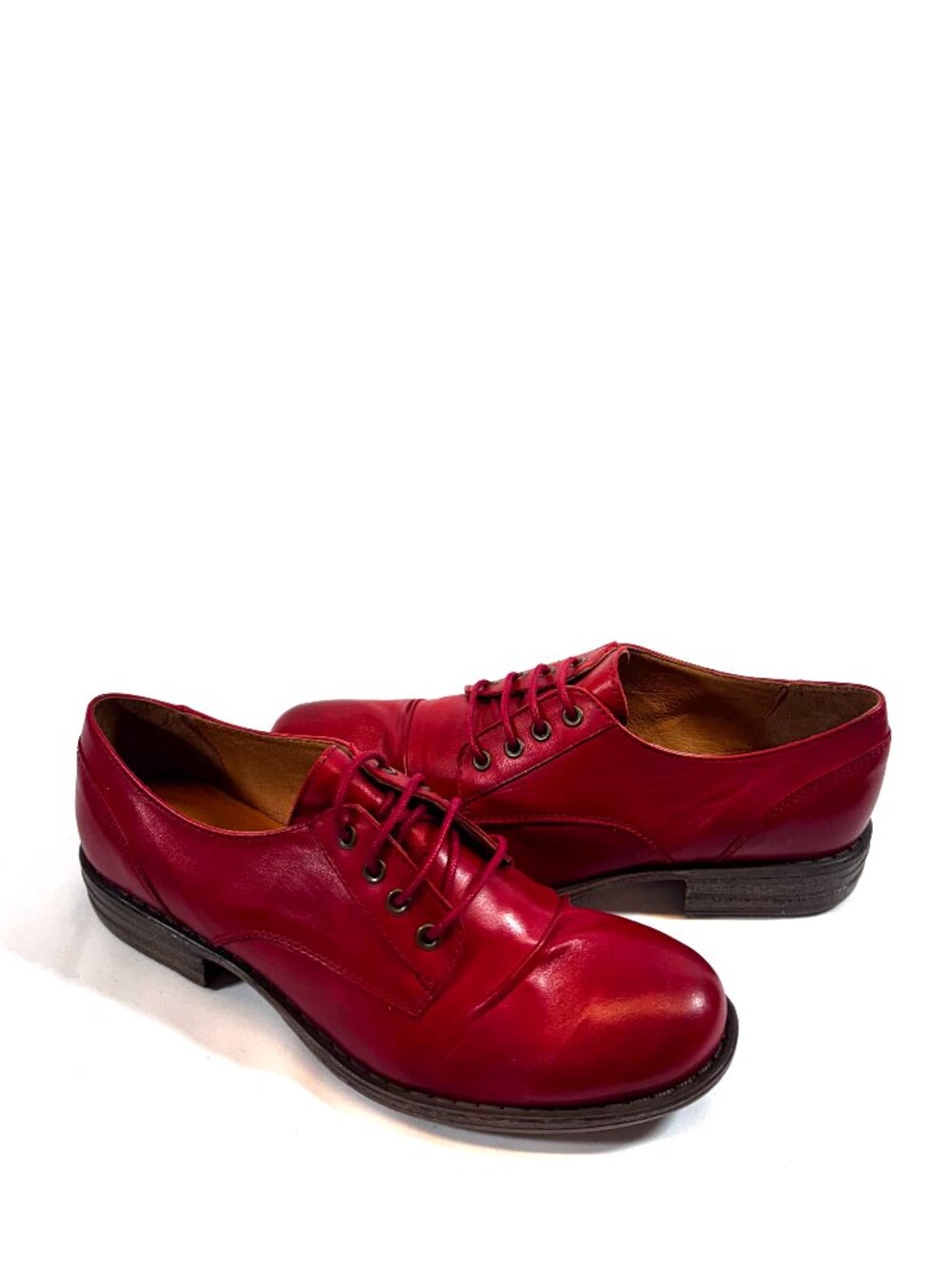 MIZ MOOZ LEATHER LACE UP OXFORD SHOES RED 37EU / 7US NEW # T-261